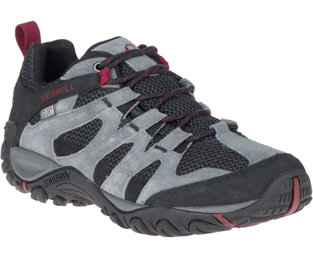 Buty Trekkingowe Merrell Męskie Szare/Czarne - Alverstone Waterproof Wide Width - 328165-WOC